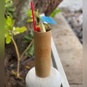 Kai Eats + Drinks Big Island Hawaii 1 Carved Bamboo Souvenir Tumbler Kailua Kona